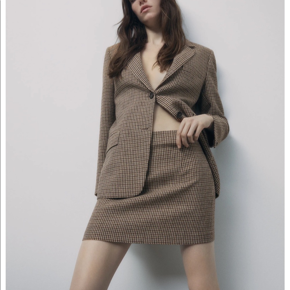Zara Plaid Mini Skirt Size S Check Houndstooth